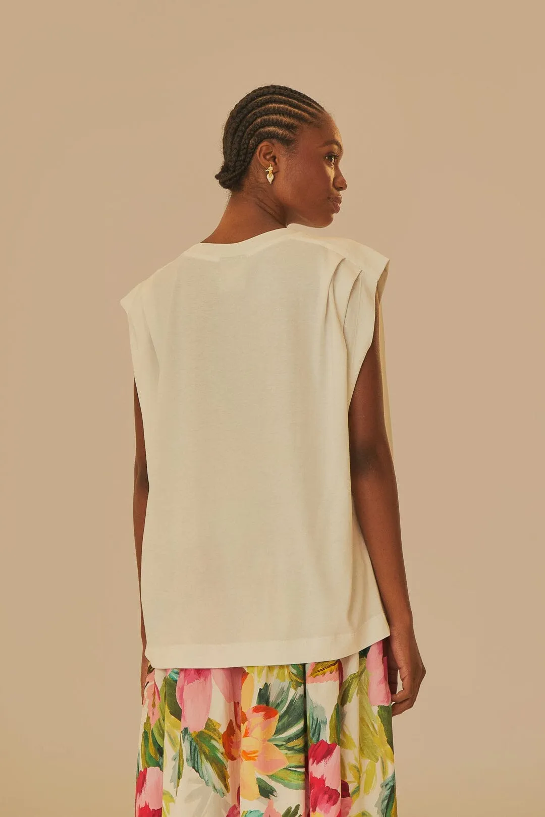 Off-White Farm Rio Pleat Organic Cotton T-Shirt Chill Comfort Look