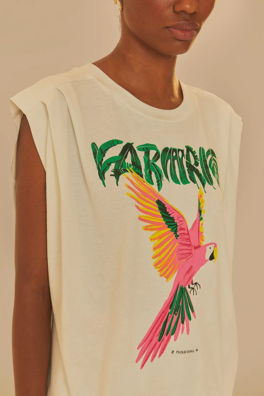 Off-White Farm Rio Pleat Organic Cotton T-Shirt Classic Comfort