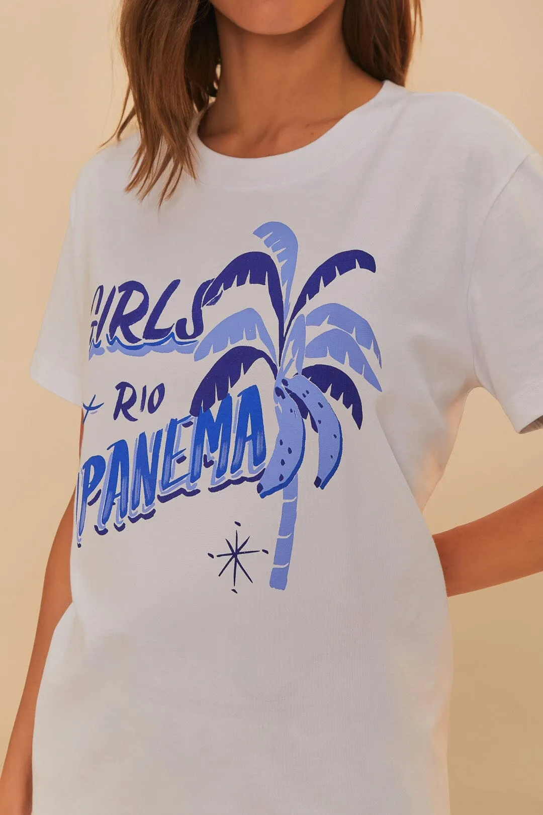 Off-White Girls Rio Ipanema T-Shirt MinimalistStitching Stylish Day Wear