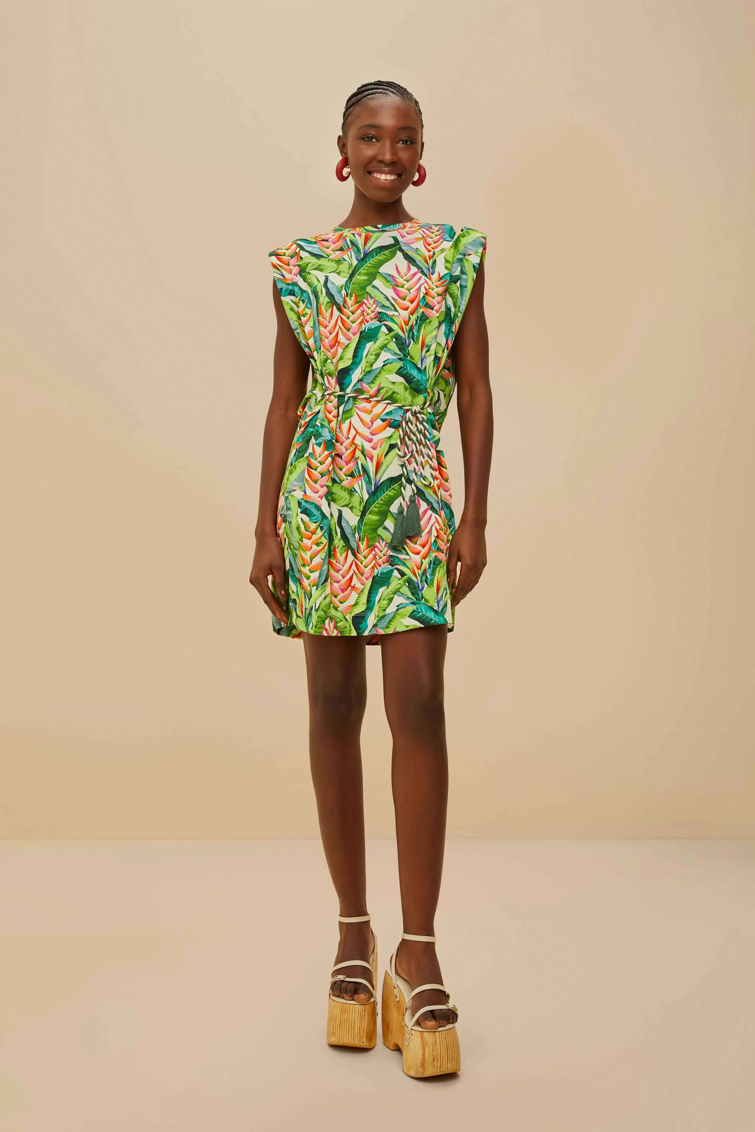 Off-White Heli Leaves Organic Cotton T-Shirt Mini Dress Sustainable Textile Streetwear Style