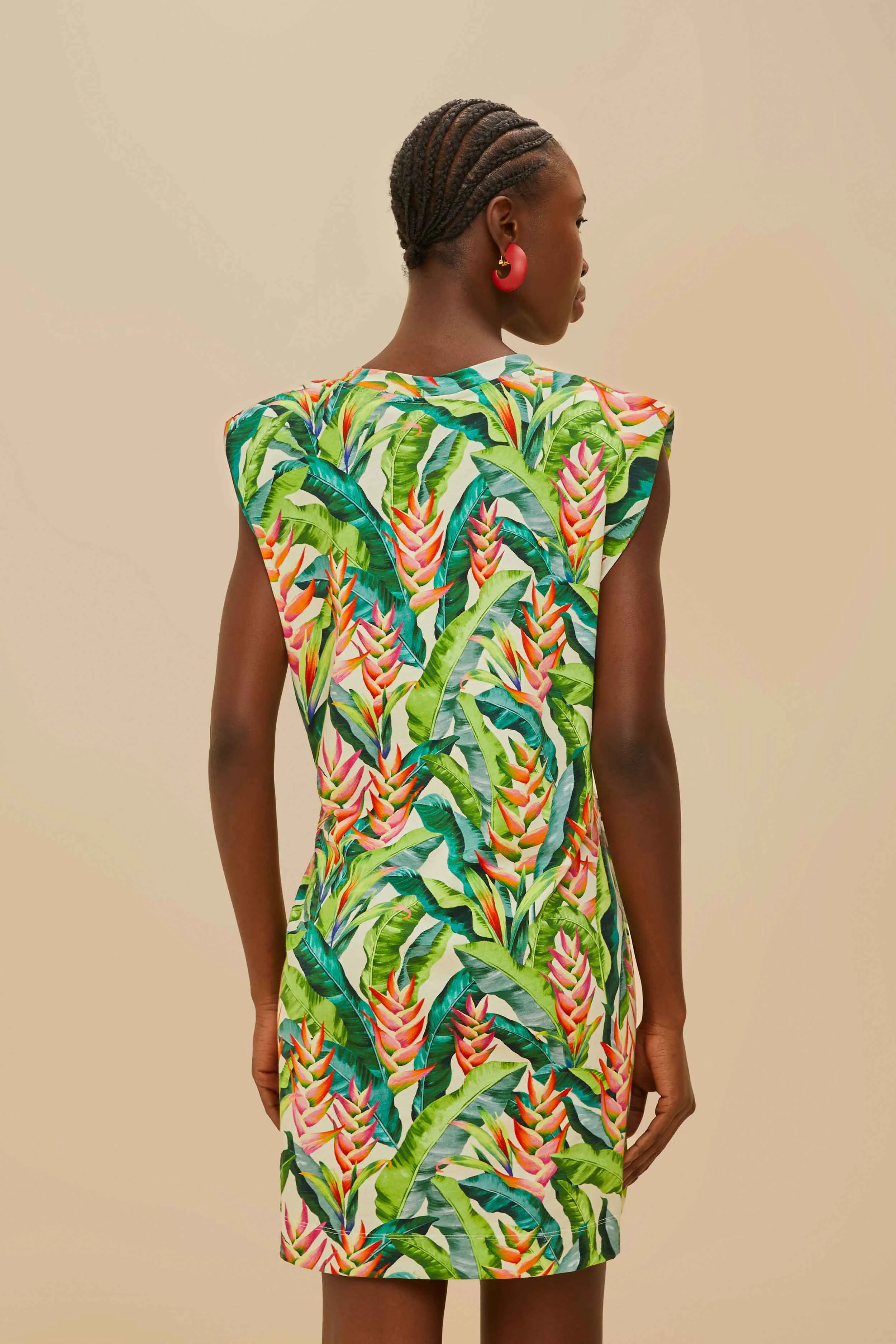 Off-White Heli Leaves Organic Cotton T-Shirt Mini Dress Thermal Regulating Layer Essential Wear