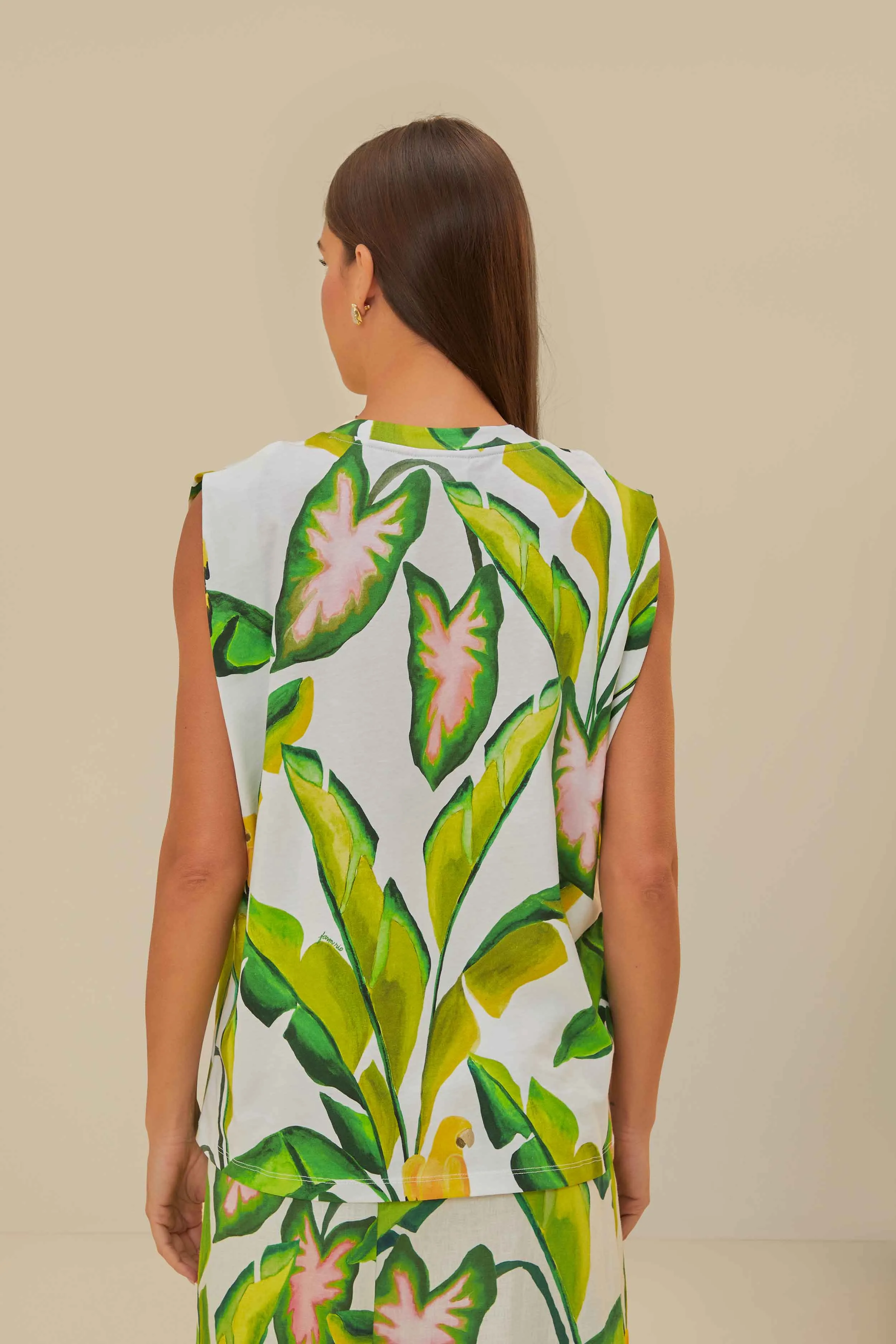 Fashion-Forward Look Off-White Summer Foliage T-Shirt