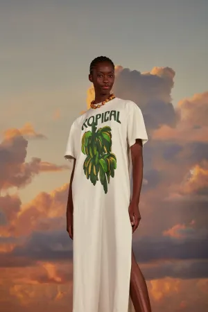 Off-White Tropical Organic Cotton T-Shirt Dress Comfy Movement