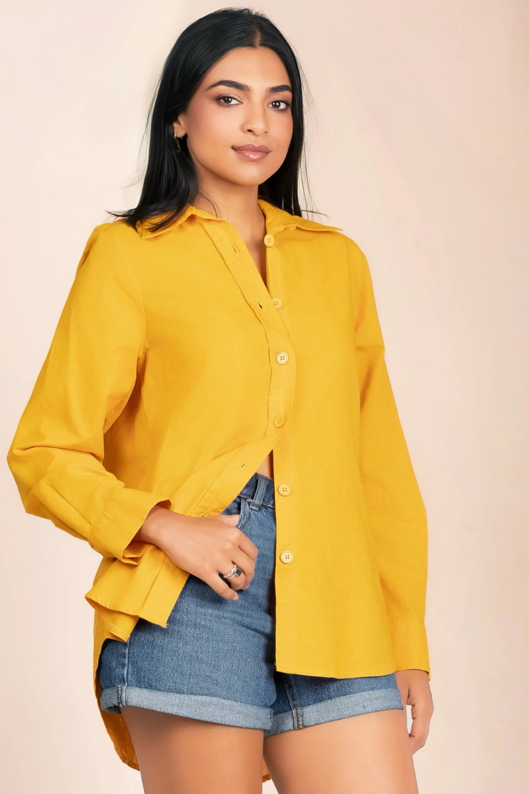 Orange Long Shirt Durable Stitching