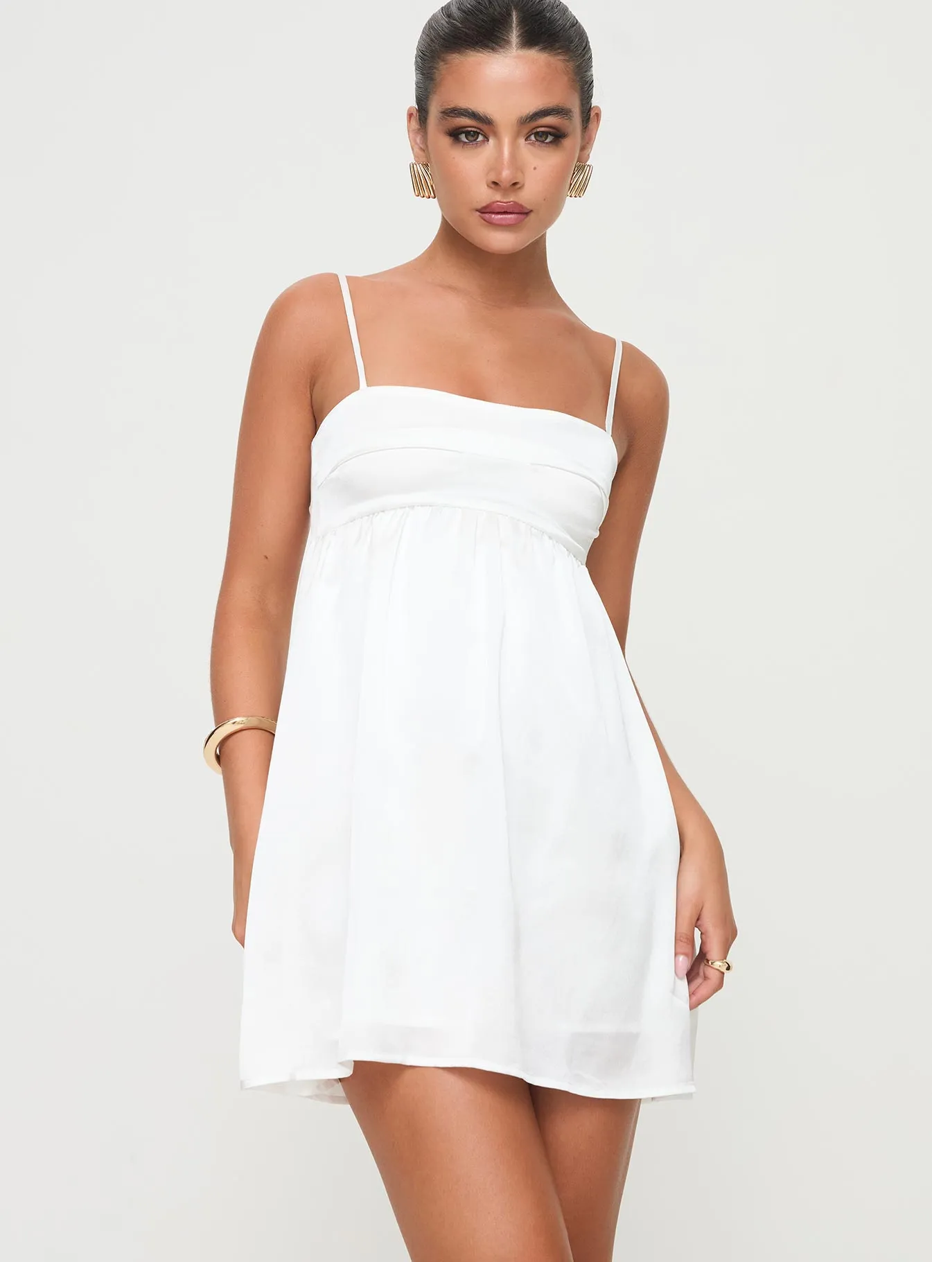Fit Vibe Effortless Style Ortega Mini Dress White Petite