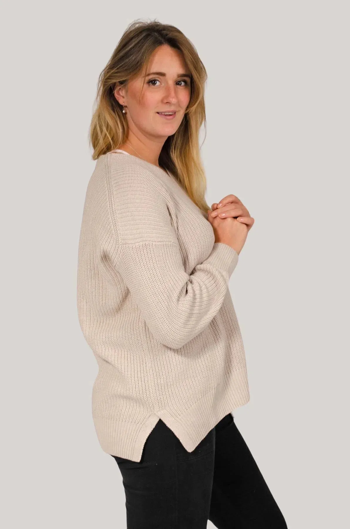 Oversize V Neck Jumper HighElasticity Yarn