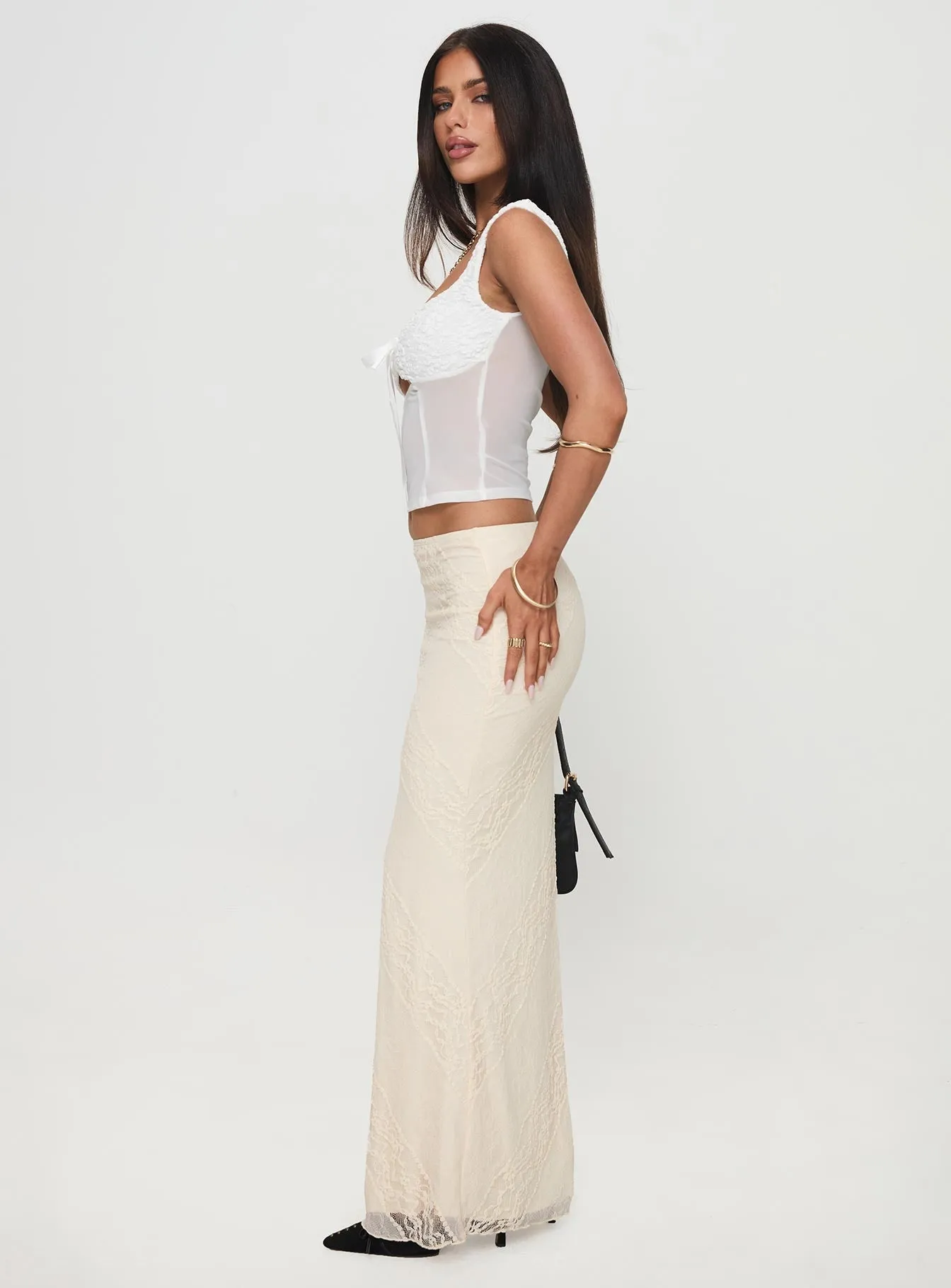 Outfit Ideas Gazet Maxi Skirt Cream