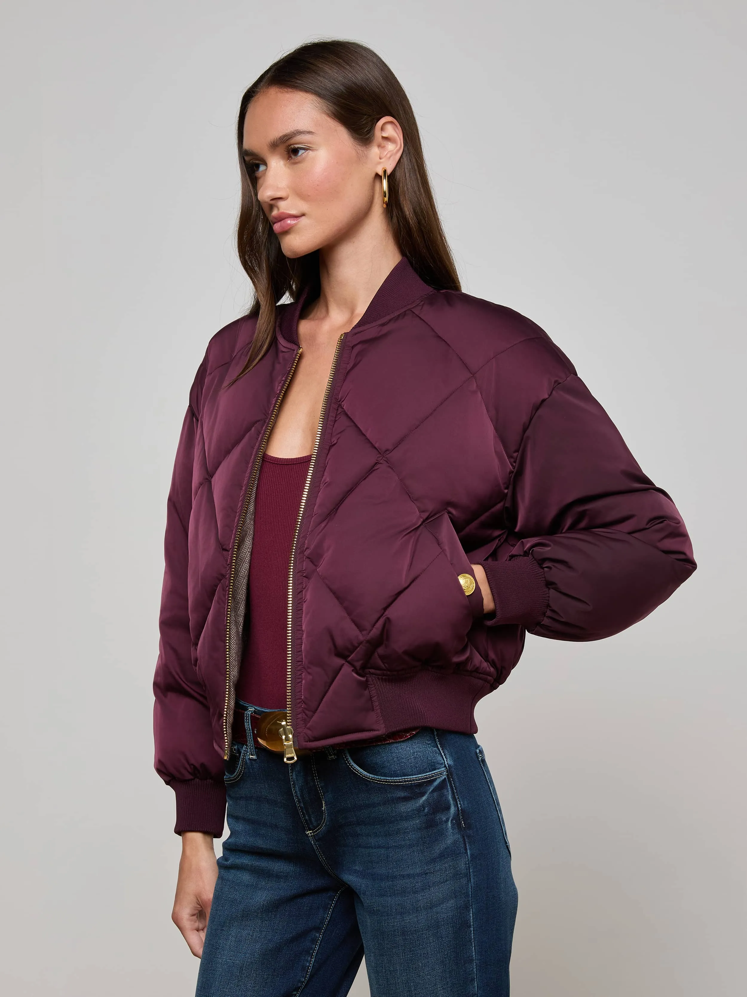 Stretch Enhanced Mobility Zones ripstop fabric Violeta Reversible Puffer