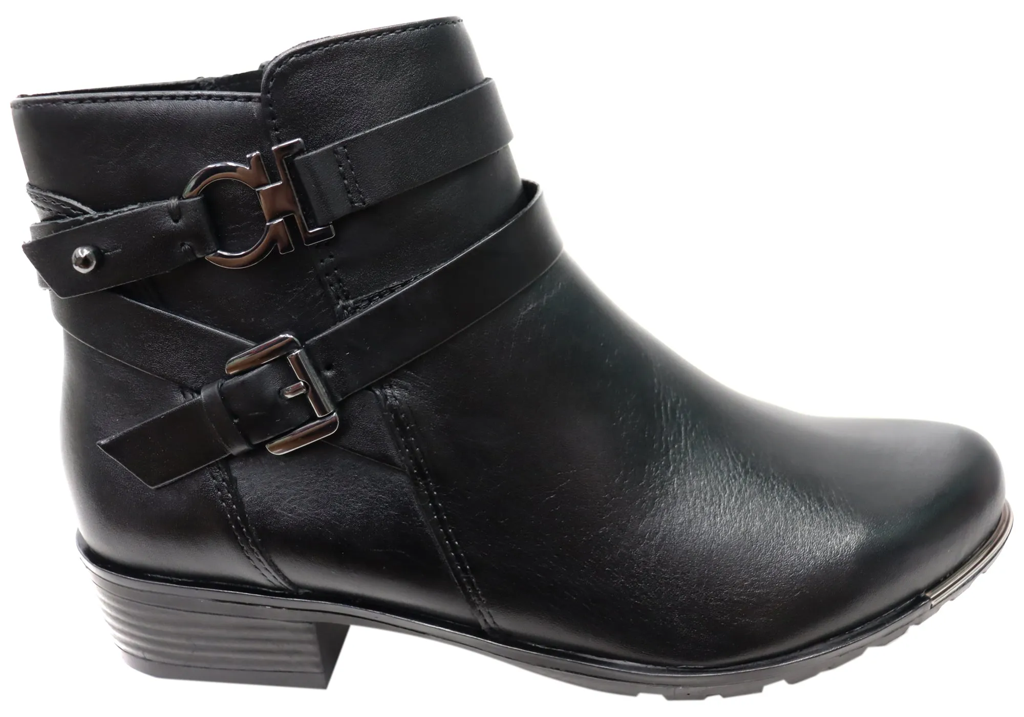 Music Festival Caprice Nadine Womens Wide Fit Comfortable Leather Ankle Boots