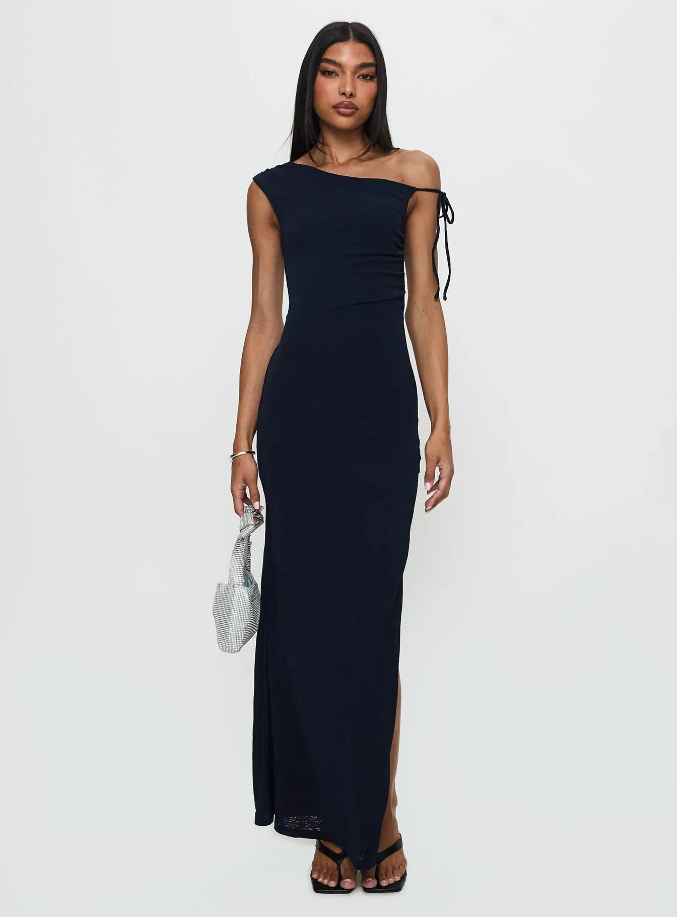 Paislee Asymmetrical Maxi Dress Navy Dance Night Breath Ease