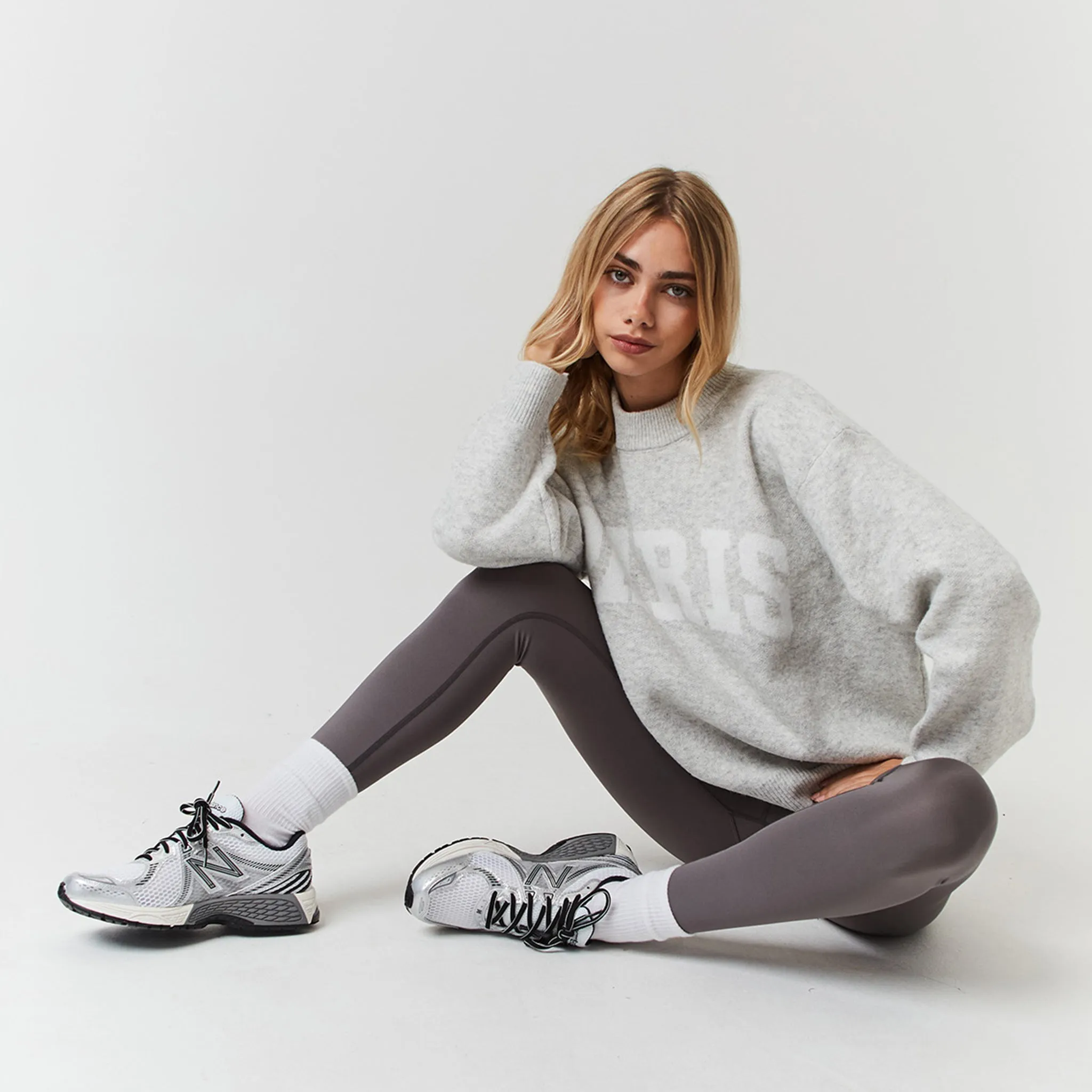 Paris Knit Sweatshirt | Light Grey Marl FlexibleCuff AdjustableWaist