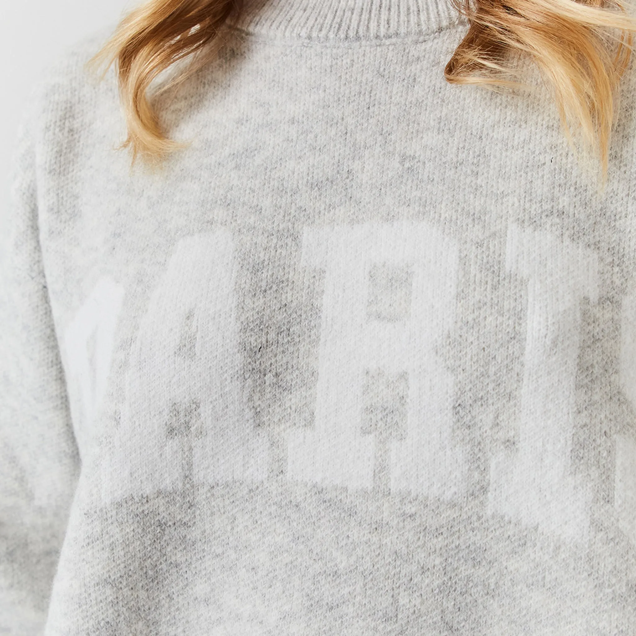 Cozy Sweatshirt Cold Weather Outfit Paris Knit Sweatshirt | Light Grey Marl