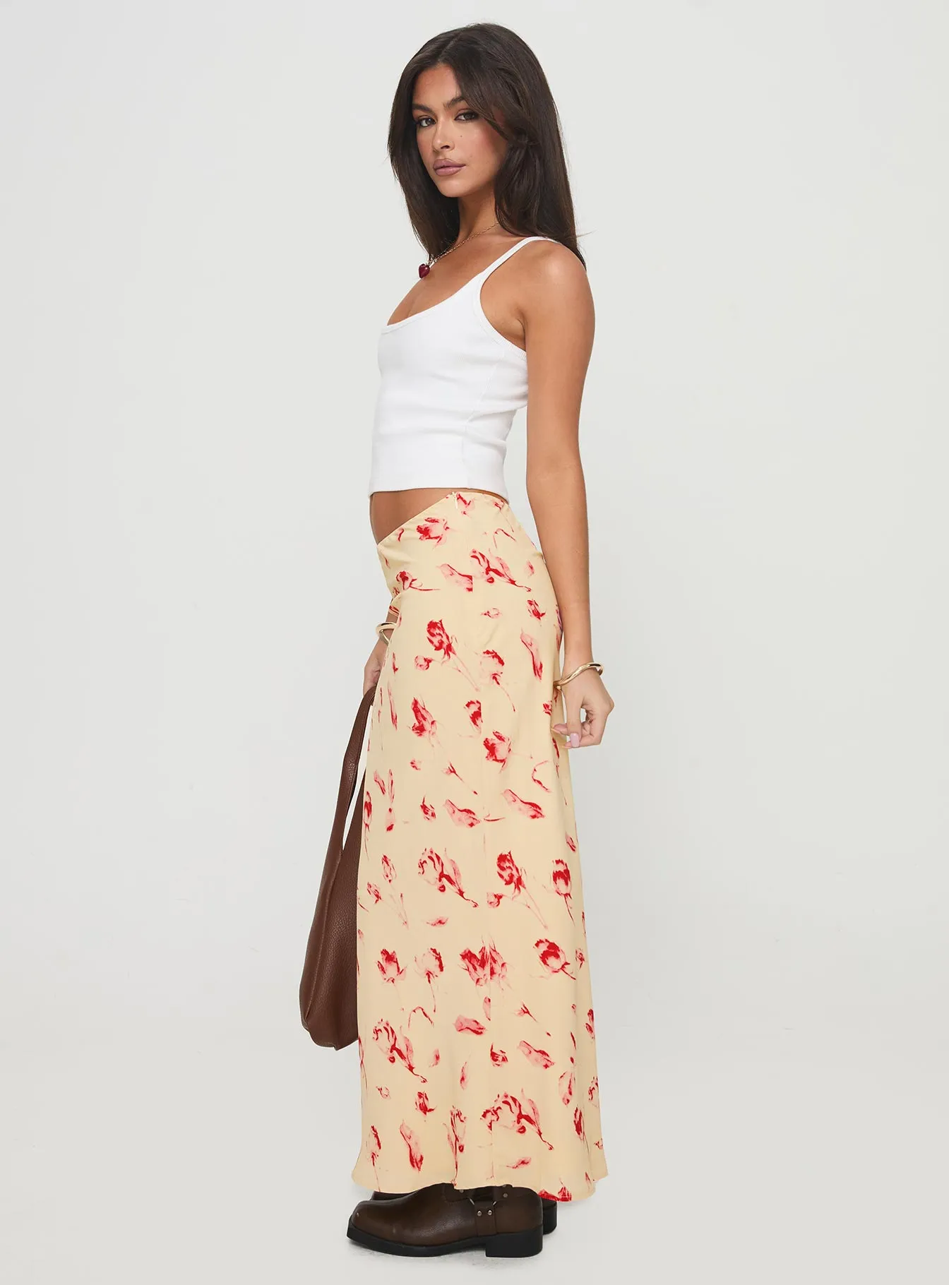 Mangoes Maxi Skirt Cream Polished Look Refined Texture