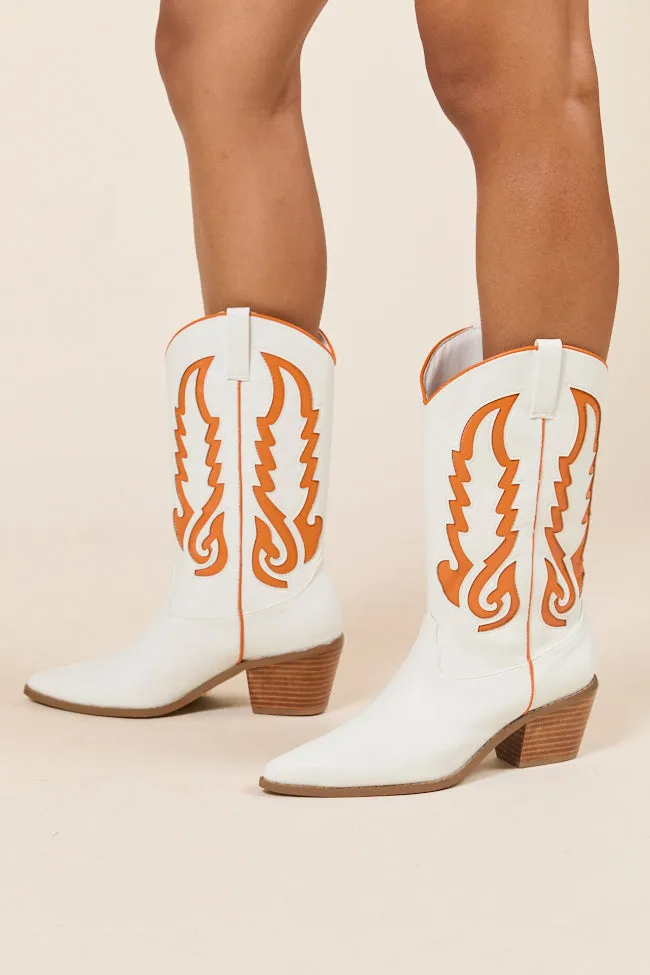 Reinforced Form Night Travel Patti Orange and White Western Boots