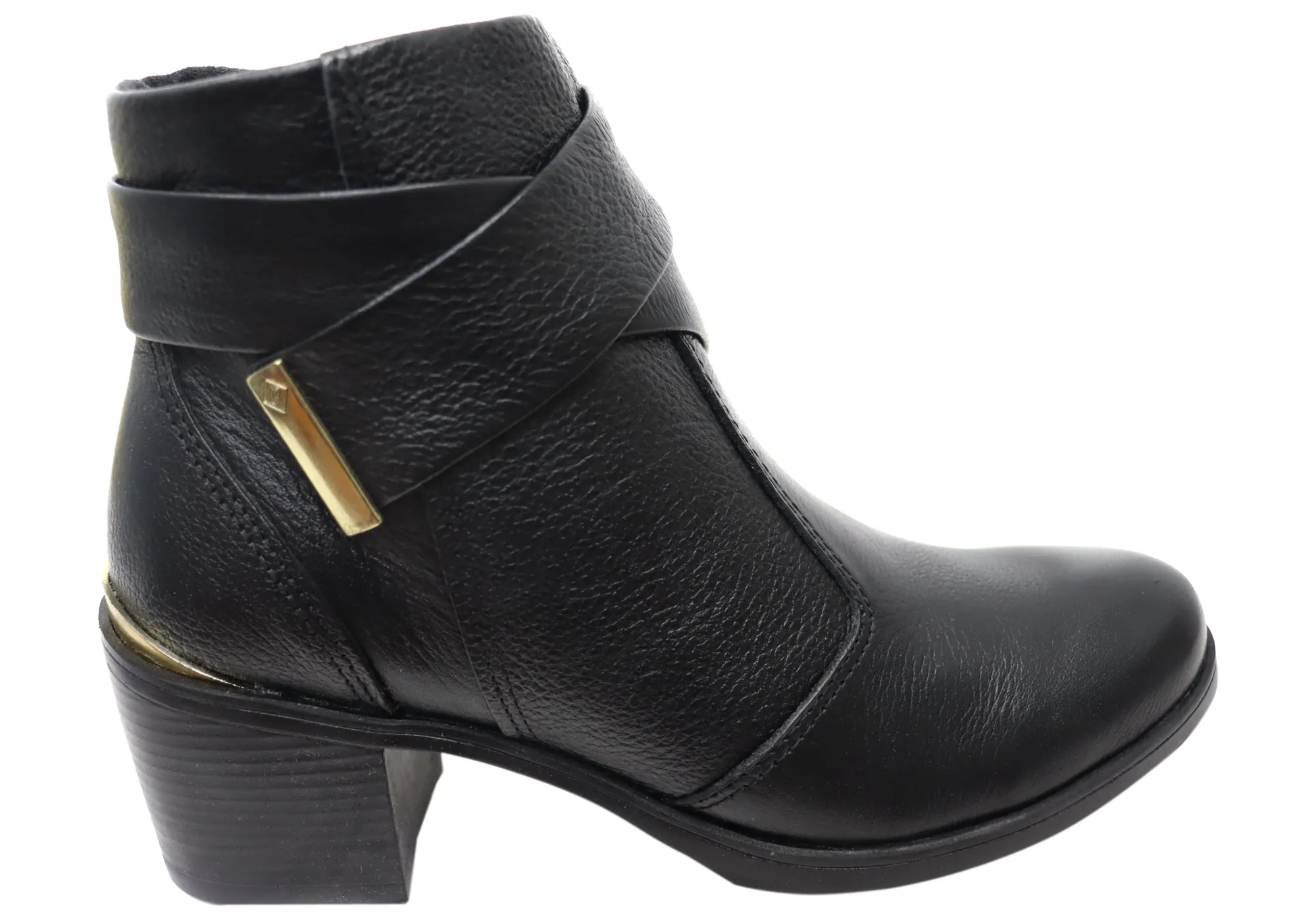 Pegada Valley Womens Mid Heel Leather Ankle Boots Made In Brazil Comfortable Arch Support Comfortable ankle