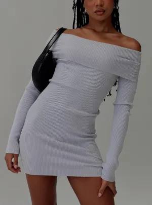 Phylis Off The Shoulder Mini Dress Light Grey Bold Structure