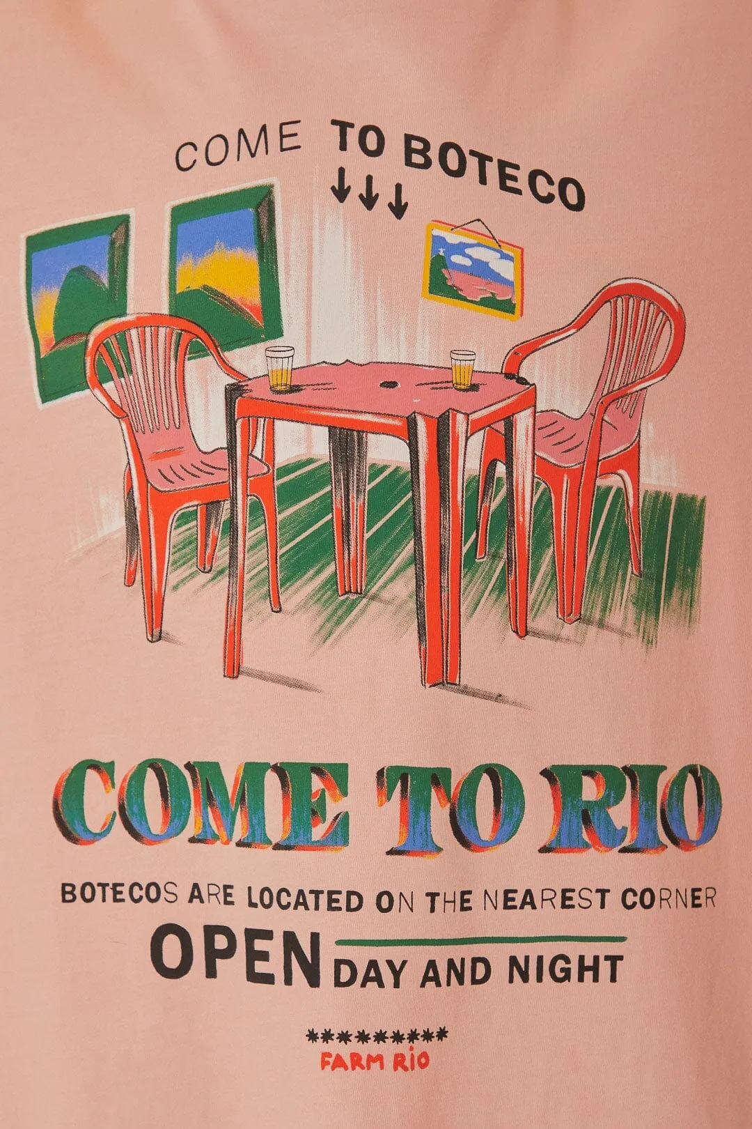 Pink Come To Rio Organic Cotton Relaxed T-Shirt Minimalist purity Sweat Absorbent