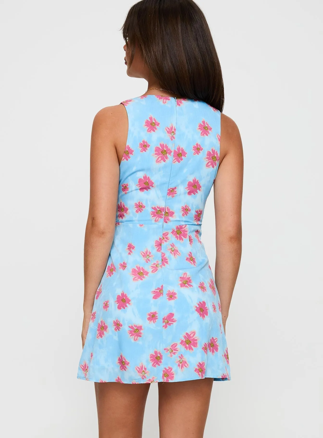 Casual Fit Pink Skies Mini Dress Blue
