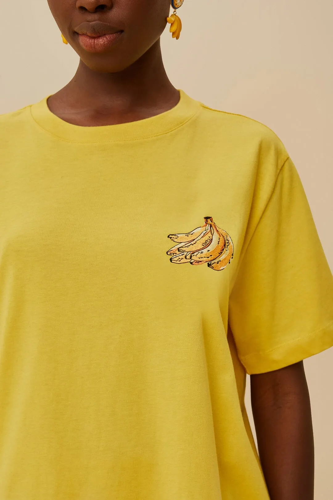 Pink Tropical Bananas Organic Cotton Relaxed T-Shirt Washable