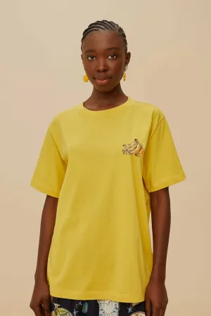 Pink Tropical Bananas Organic Cotton Relaxed T-Shirt Comfortable fit