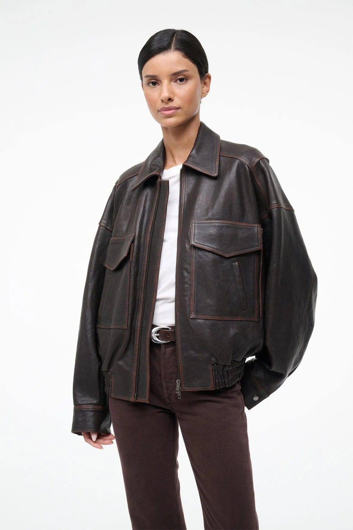 OdorControlTreatment Commuter Friendly Look EUGENE LEATHER JACKET | DISTRESSED BROWN