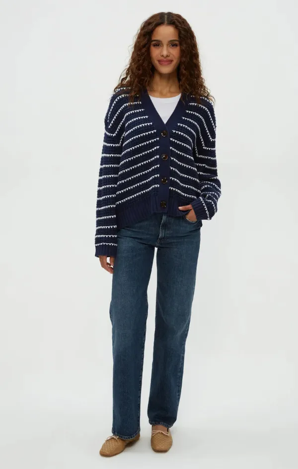 Dodi Striped Cardigan Friction Resistant Non Chafing Fabric