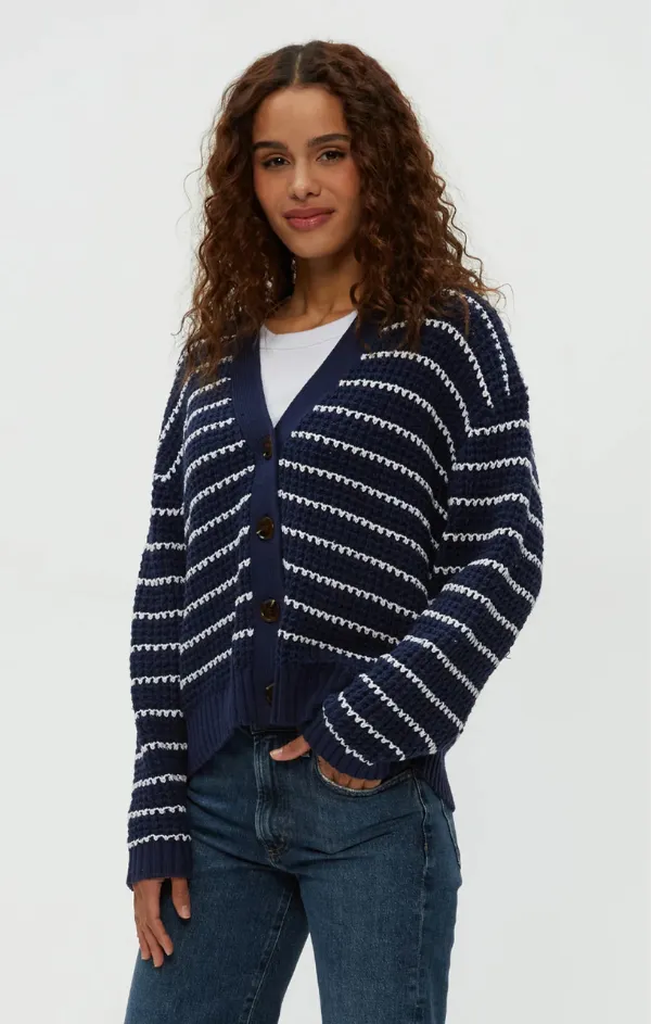 Biodegradable Fabric AntiSnag Yarn Technology Dodi Striped Cardigan
