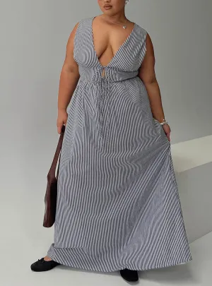 Pokey Maxi Dress Black / White Stripe Curve Chilly Day Layers Vibrant Waist