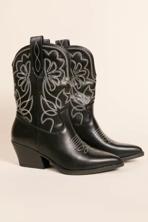 Ergonomic Arch Design Elk Black Cowboy Booties