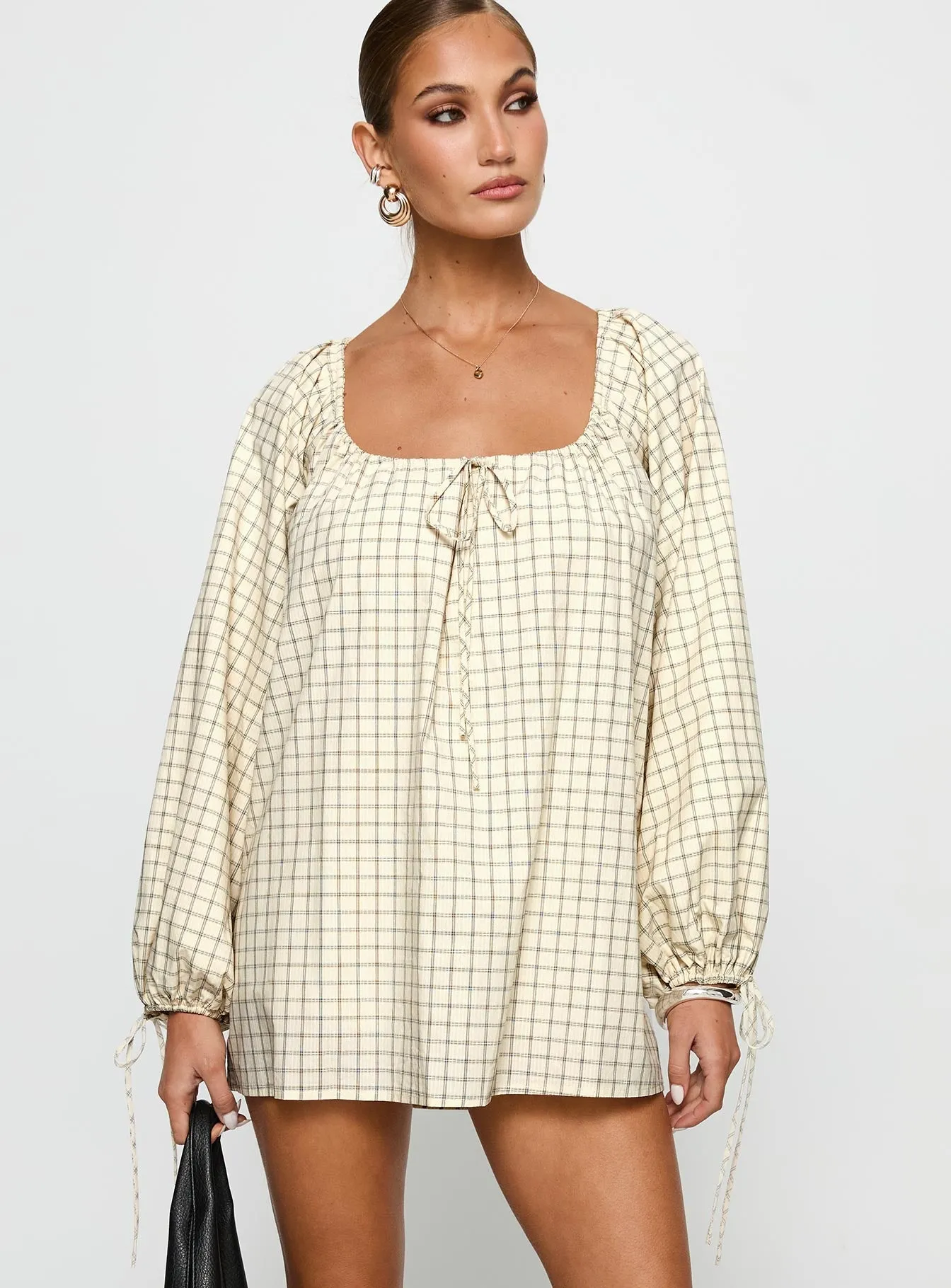 Balanced Shape Stay Cool Preacher Playsuit White Check