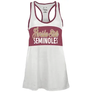 Jungle - ready Pressbox Women's Florida State Seminoles Racerback Tank - White/Garnet