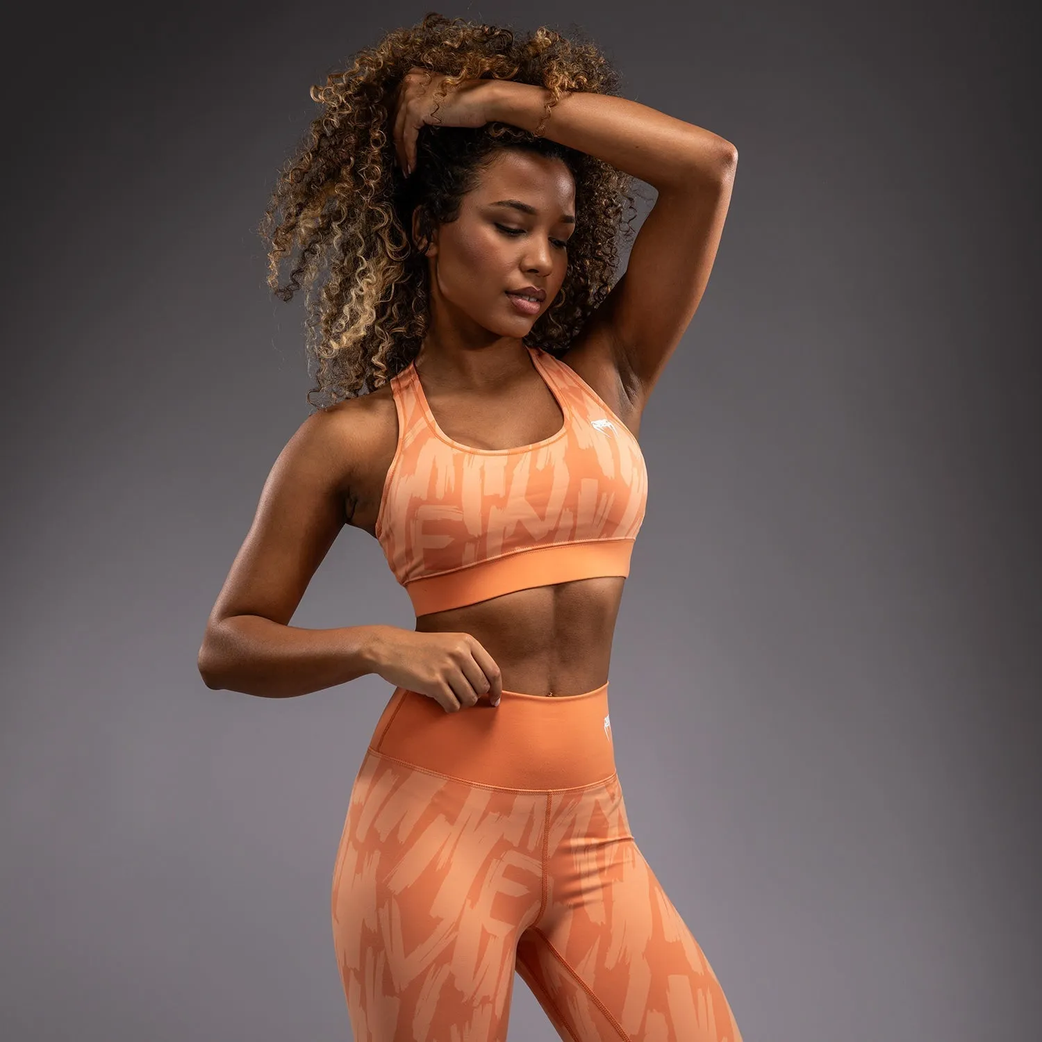 Hemmed edges seams Gray sports outfit Venum Graffiti Women??s Sports Bra - Velvet Apricot