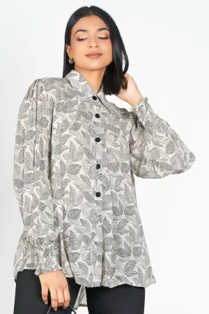 Printed Flared Shirt Light Fashion StretchComfortWeave