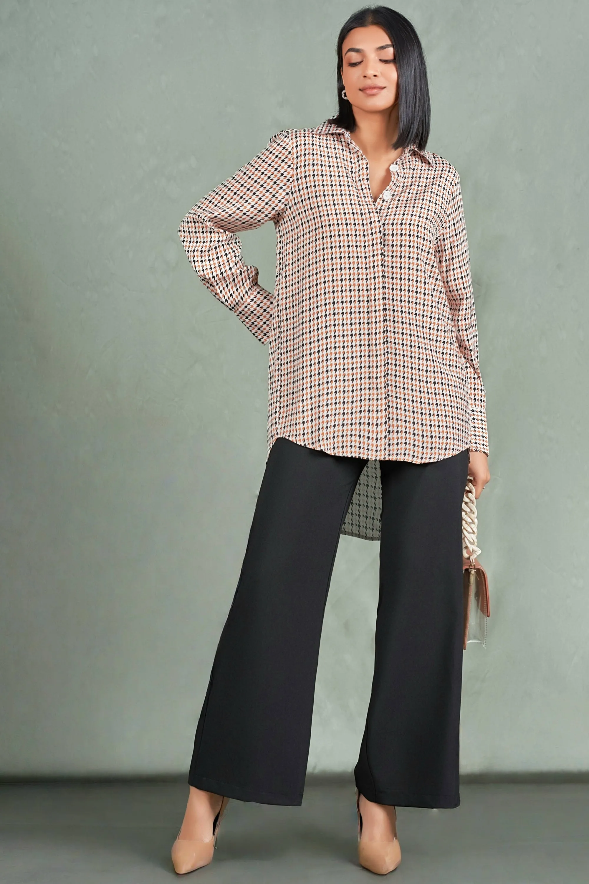 Essential Comfort Reinforced Collar Printed Long Shirt