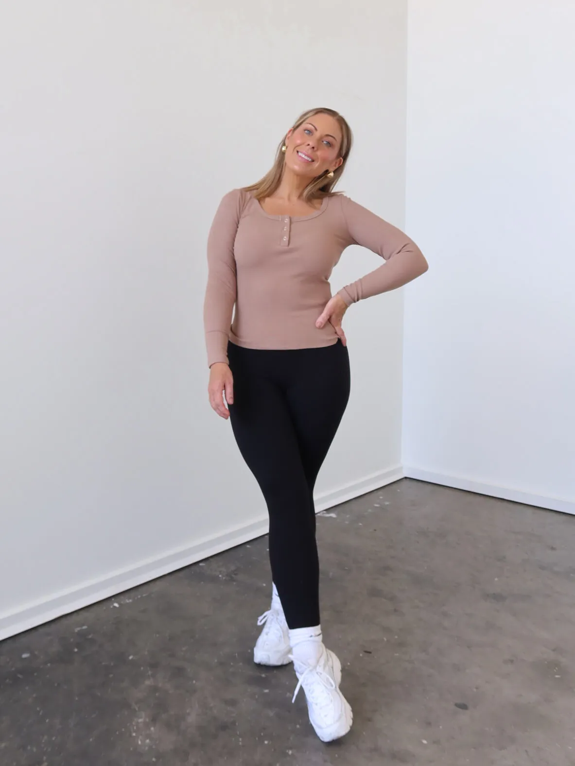 Prudence Top - Mocha Casual Comfort Look Functional Fashion