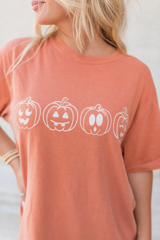 Pumpkin Faces Rust Graphic Tee SALE Reinforced Shoulder
