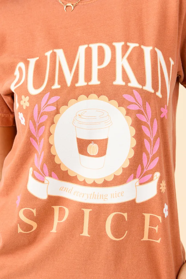 Pumpkin Spice And Everything Nice Rust Graphic Tee Movie Night Breathable mesh