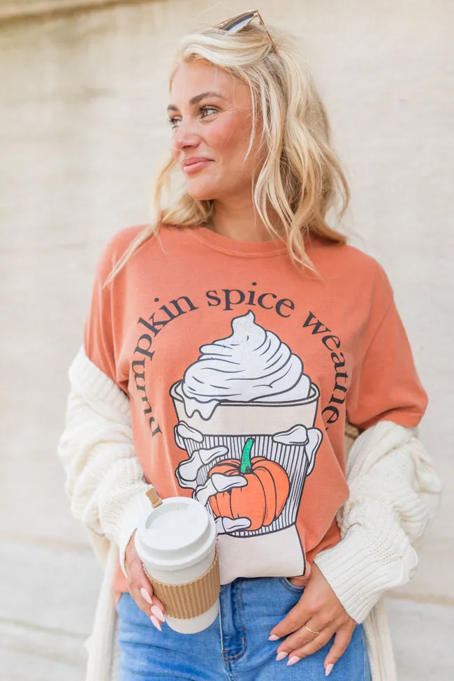 Soft Feel Essential Layer Pumpkin Spice Weather Rust Graphic Tee SALE