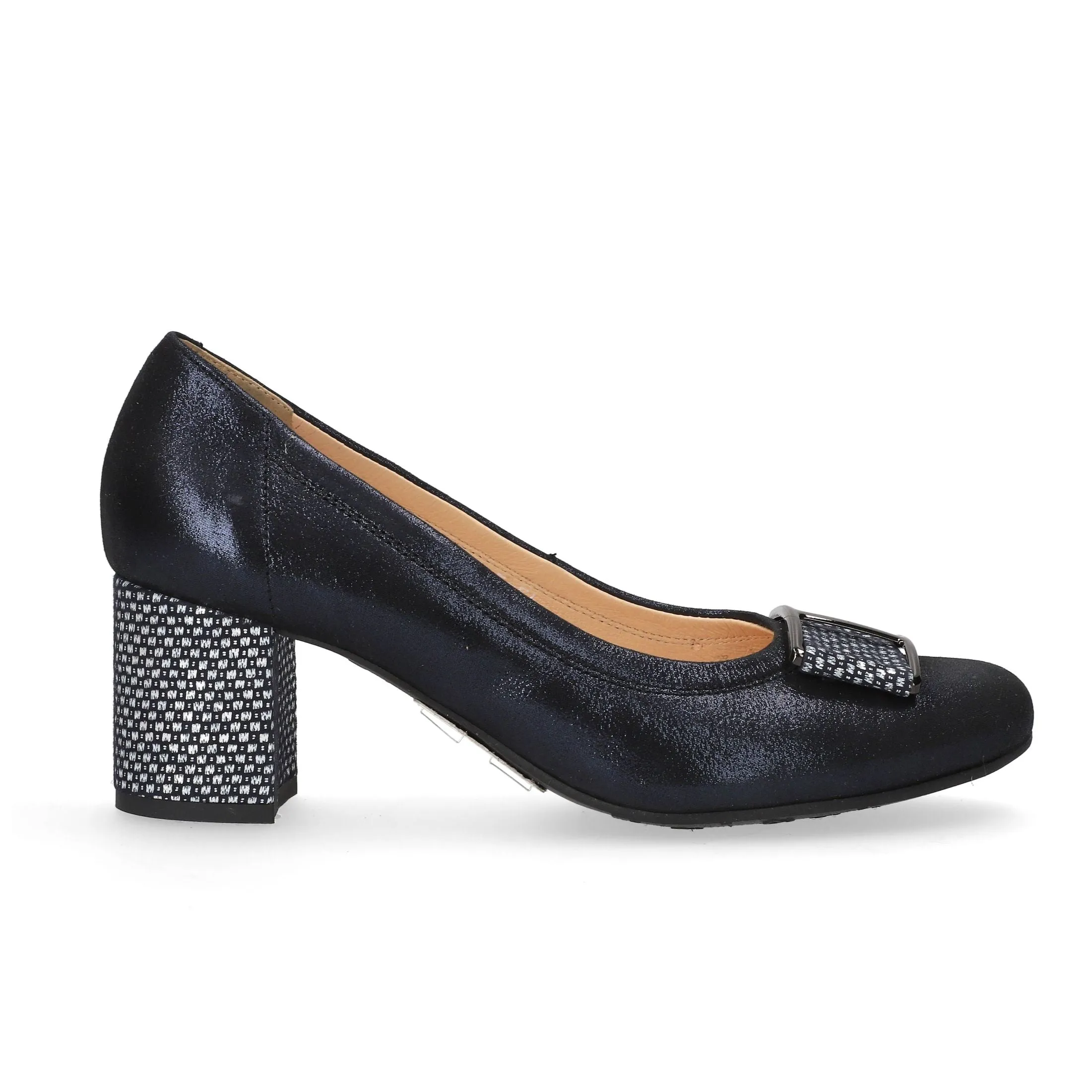 Bioeco Womens Shoe 5754 Navy Shimmer Satin Wedding Shoes Casual Office Heels