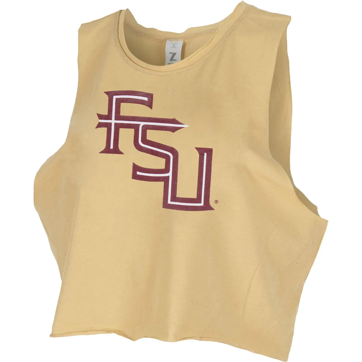 low - torque 4 Way Stretch ZooZatz Women's Stacked FSU Crop Muscle Tank - Gold