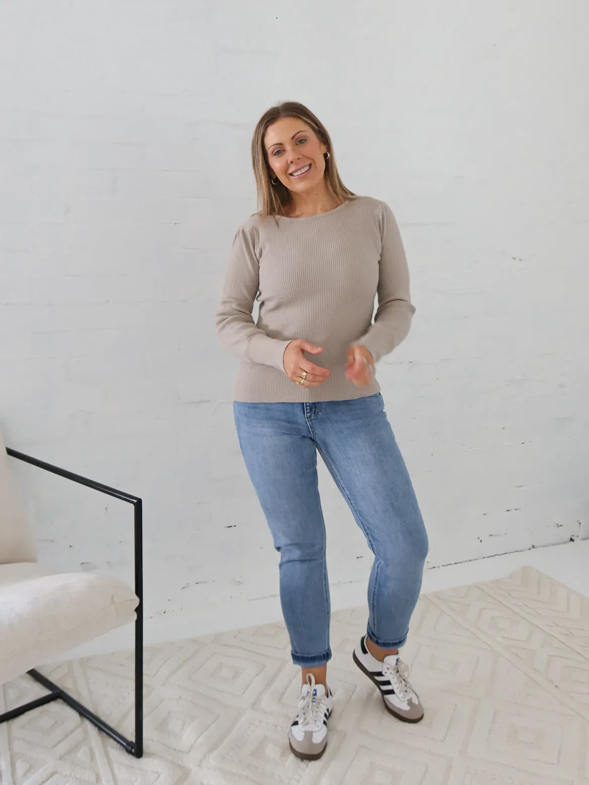 Lee Knit Top - Stone Rayon blend