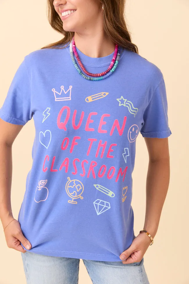 Anti microbial coating Queen Of The Classroom Blue Graphic Tee