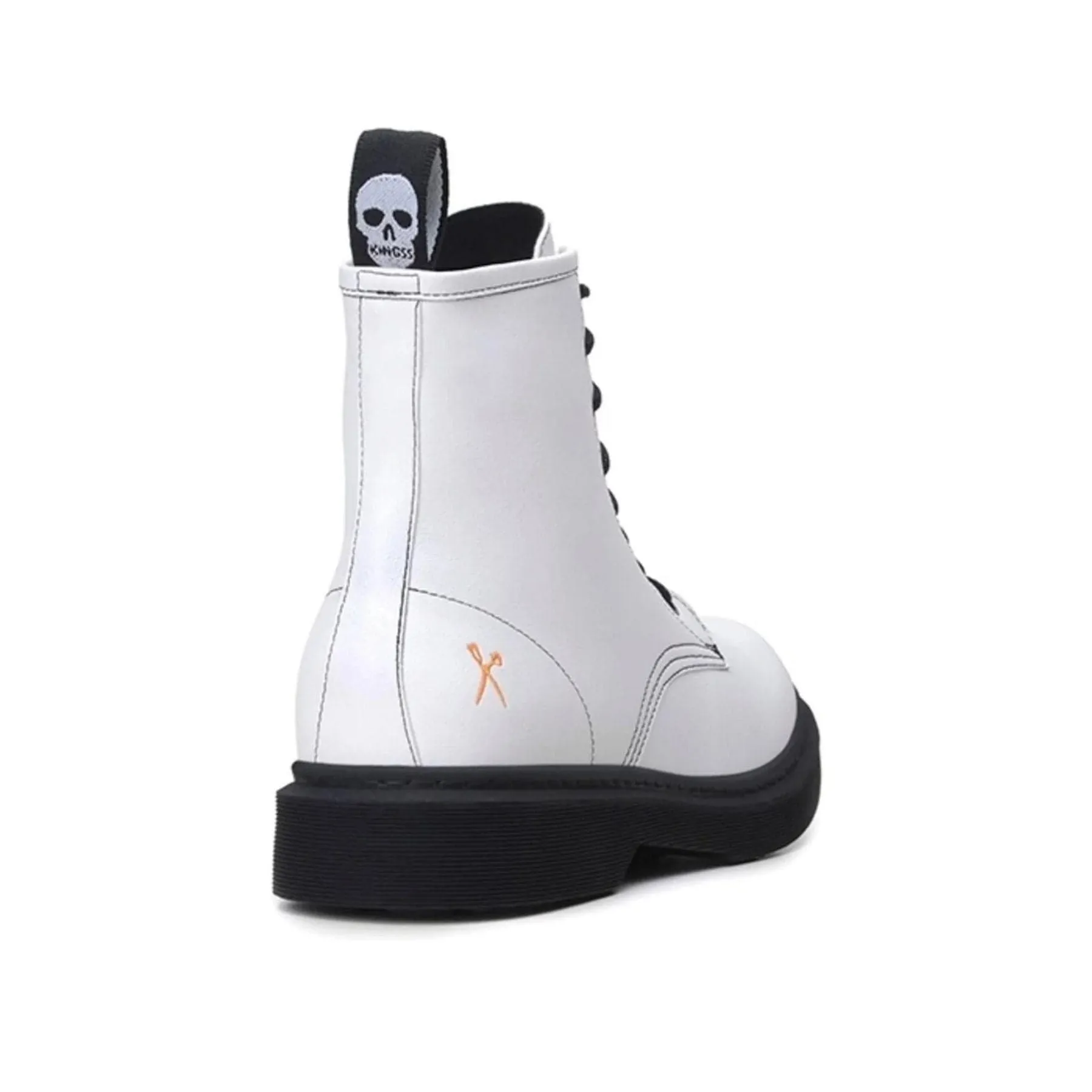 'London 2' Vegan Lace-Up Boot by King55 - White Low Profile Cold Climate Padded Interior Nature Lover