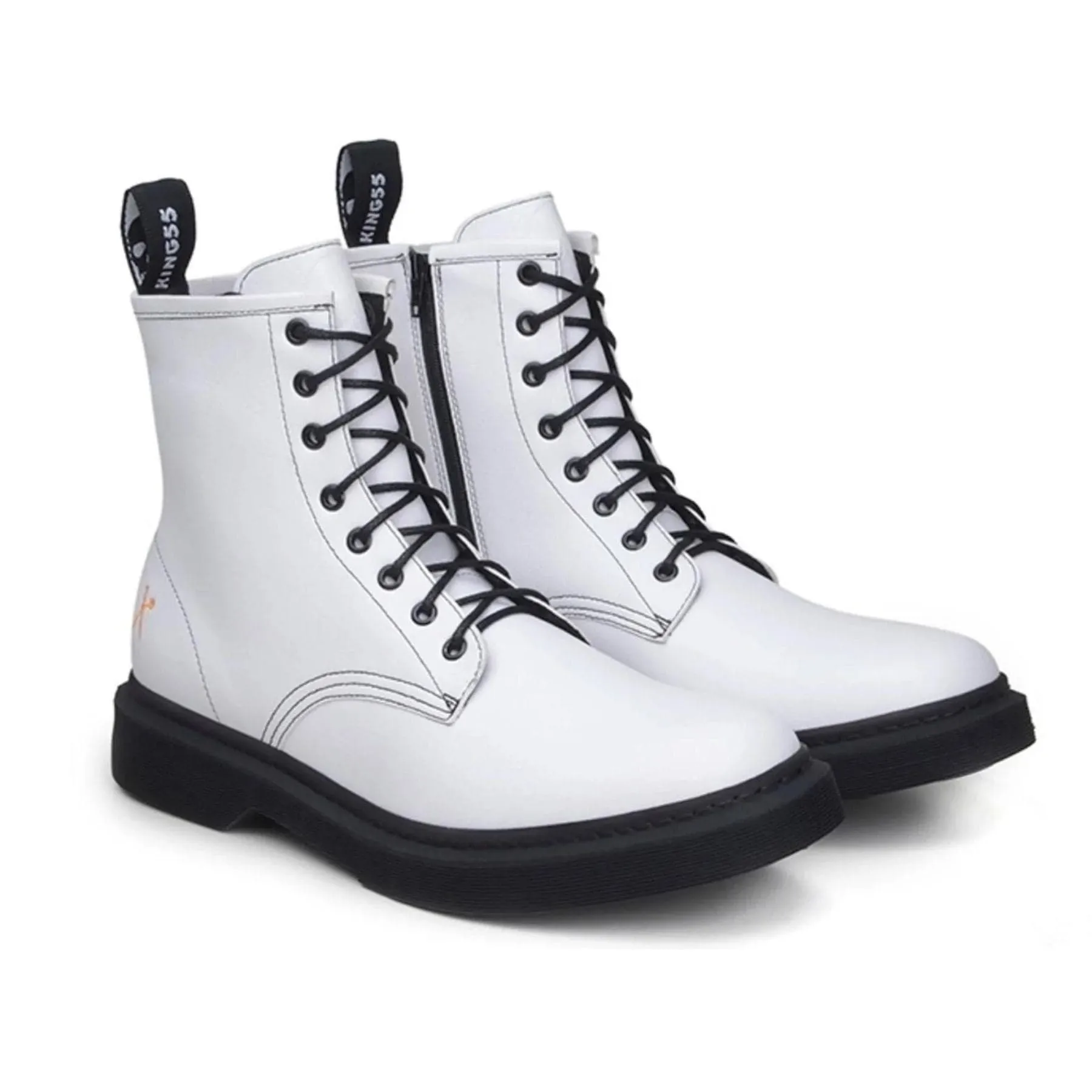 'London 2' Vegan Lace-Up Boot by King55 - White MachineWashable