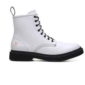 'London 2' Vegan Lace-Up Boot by King55 - White Abrasion Resistant Materials Anti Odor Daily Walks