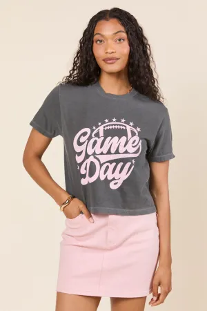 Game Day Script Dark Grey Boxy Graphic Tee SALE Running Speed