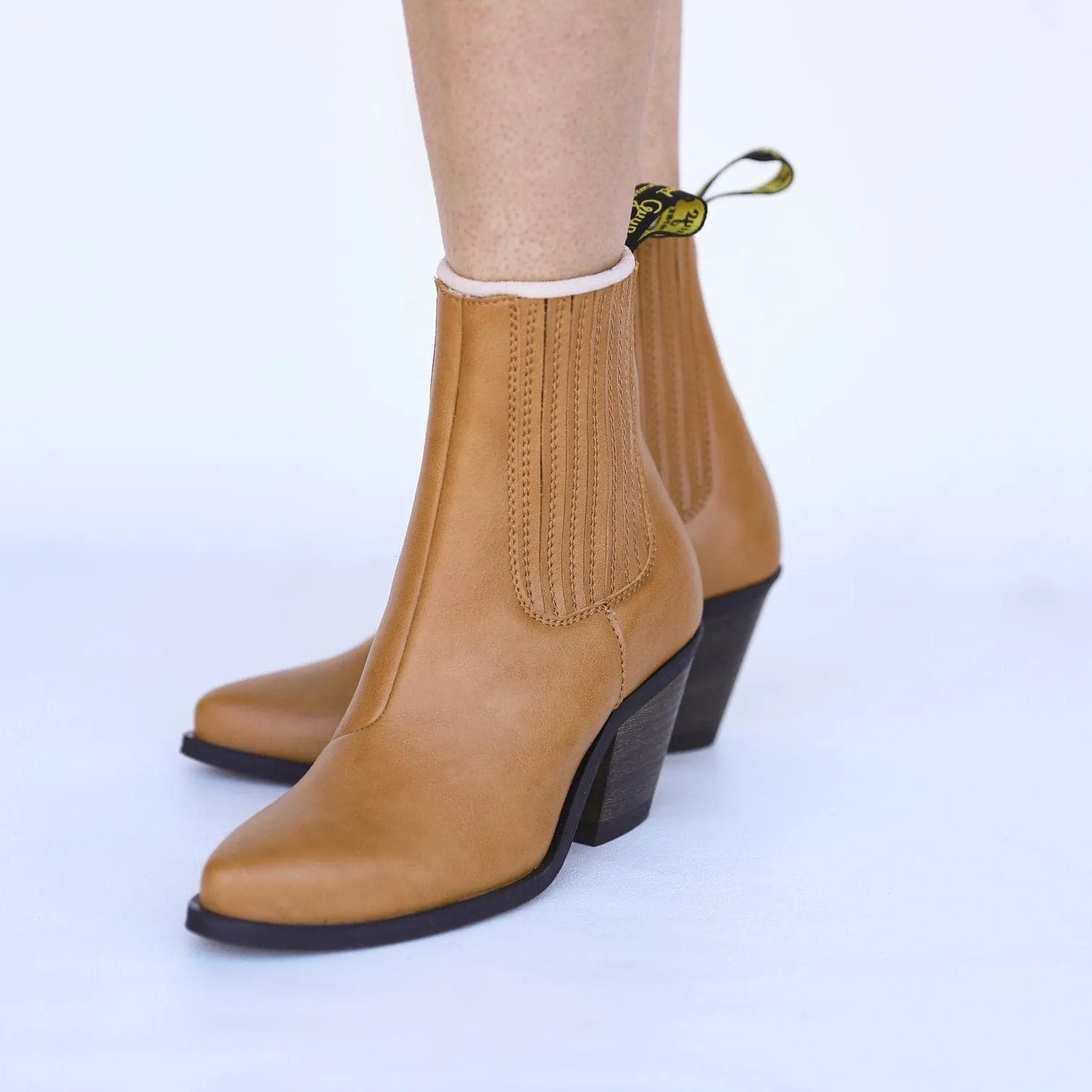 Seamless Feel Travel Ready 'Daisy' Vegan Ankle Boots by Good Guys Don't Wear Leather - honey