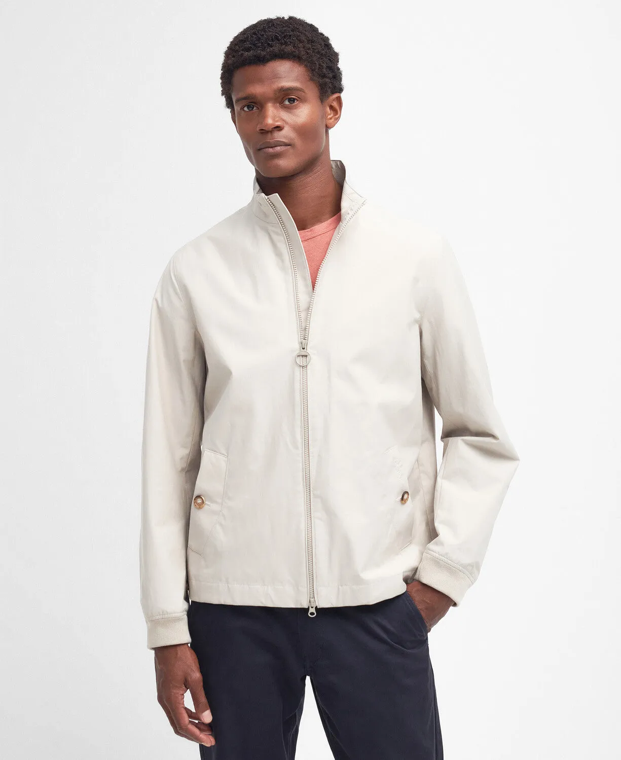 Quick Access Closures Active Wear ID24470-Barbour Stone Langley Showerproof Jacket