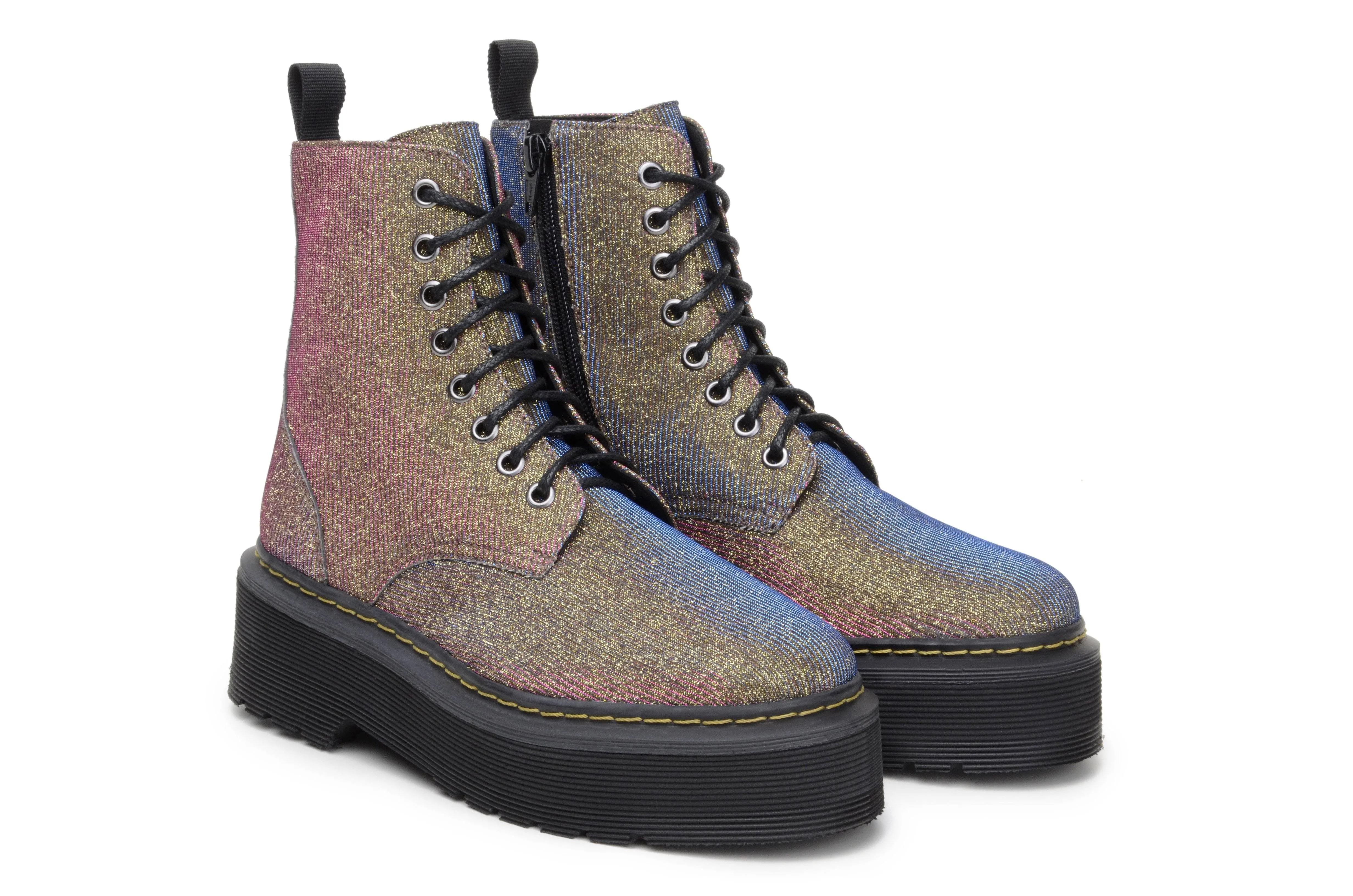 Secure Step 'Quinn' vegan-textile boot with stacked sole by Zette Shoes - multicolour