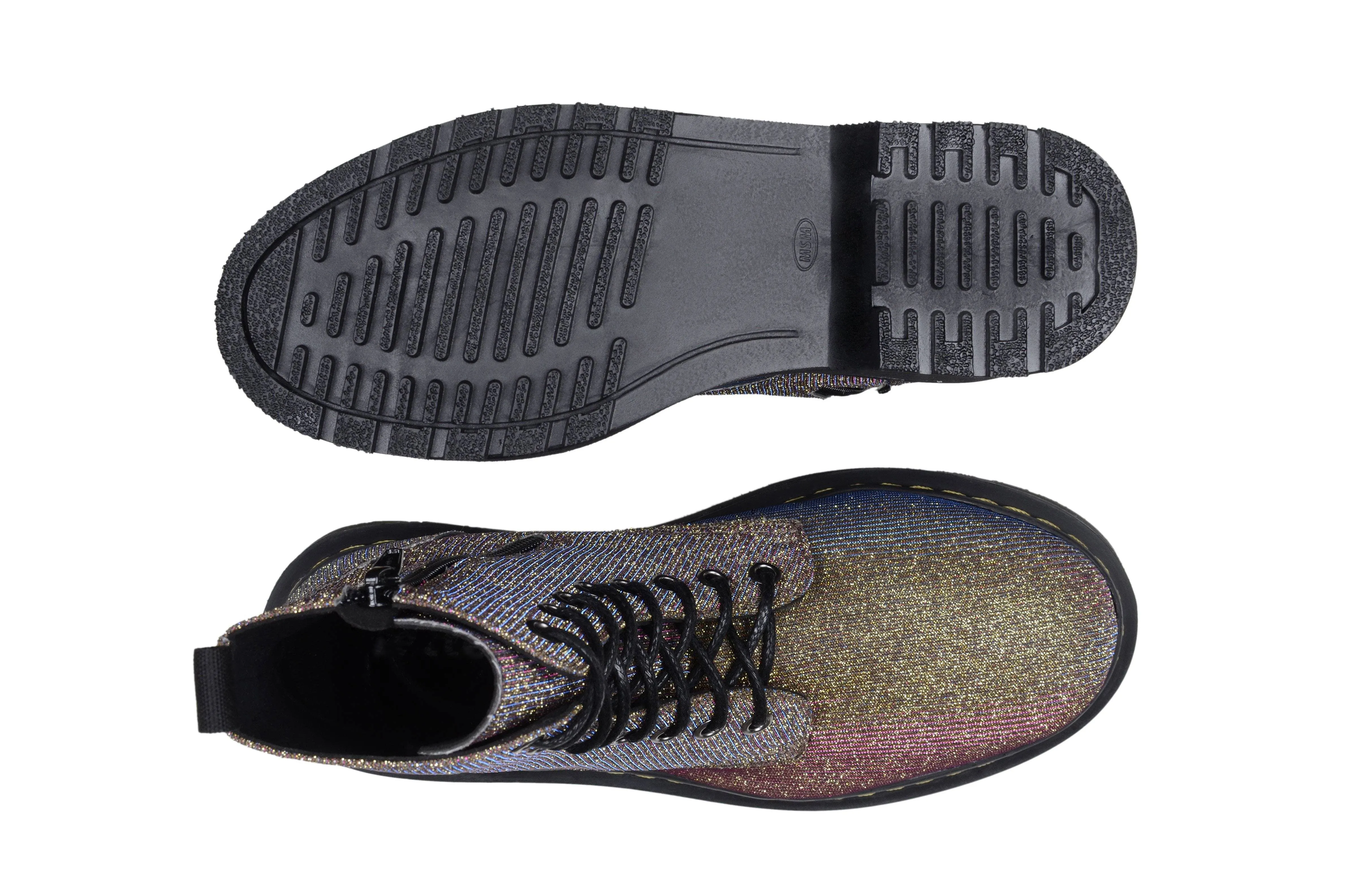 Anti Puncture Design Compression Molded Midsole 'Quinn' vegan-textile boot with stacked sole by Zette Shoes - multicolour